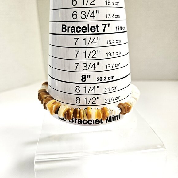 VTG Hawaiian Heishi Puka Shell & Yellow Opal Bracelet/Anklet With Twist Closure - Picture 2 of 6